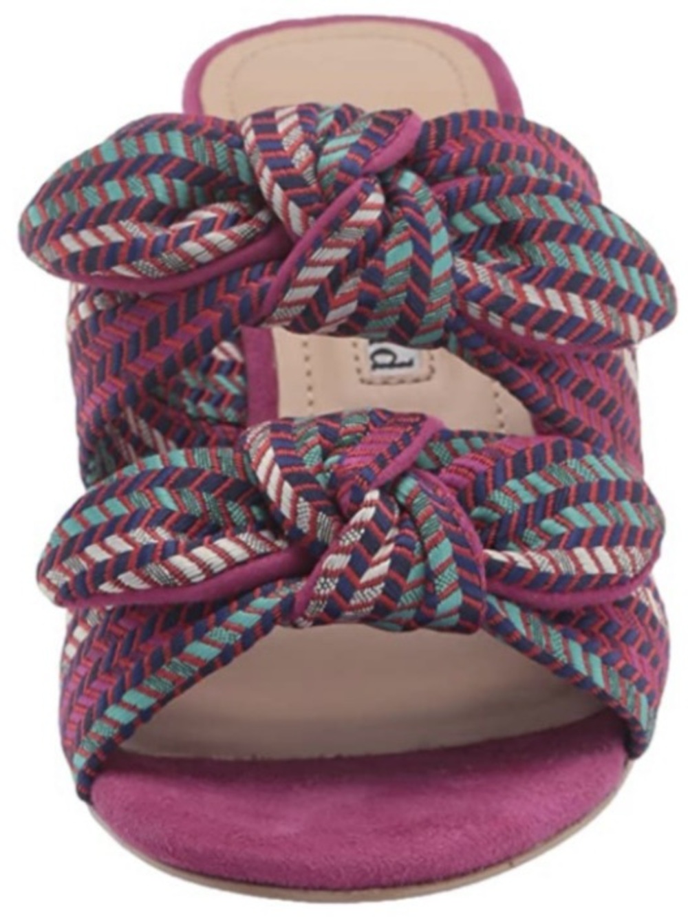 Charles David Multicolor Woven Knotted Slide - Pink Blue Teal